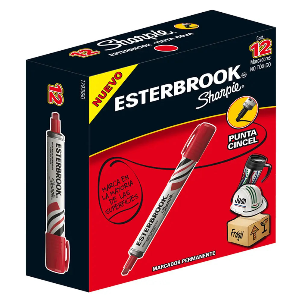 Marcador permanente Esterbrook con 12 piezas Rojo - esterbrook