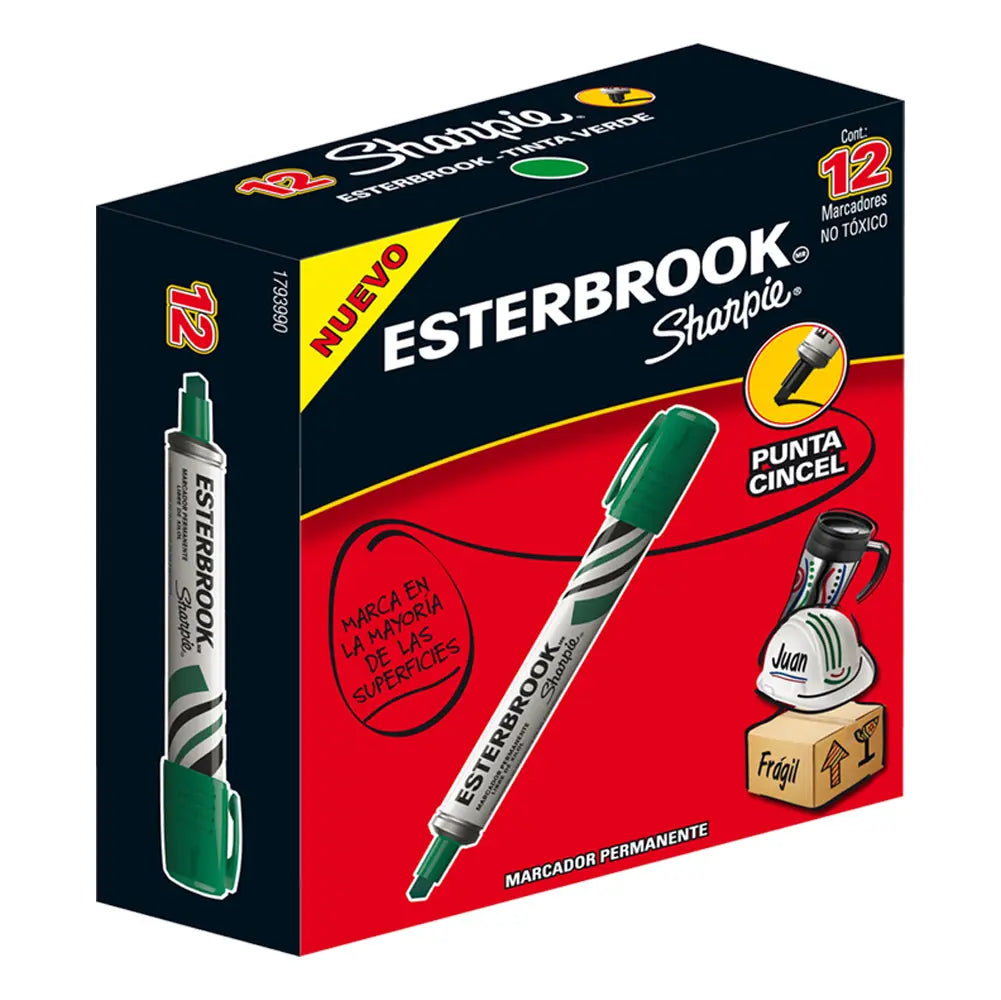 Marcador permanente Esterbrook con 12 piezas Negro - Pausado