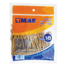 Liga de hule #18 natural Mae bolsa con 80 gramos - Mae