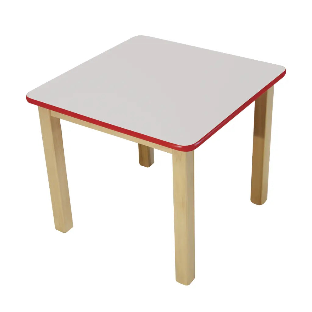 MESA CUADRADA BLANCO FILO ROJO - Diako