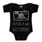 Body Bebé Fotos $10 Manga Corta / Negro / 24m - PLASH - vista lateral