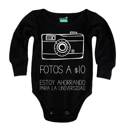 Body Bebé Fotos $10 Manga Larga / Negro / 24m - Coveme - vista lateral