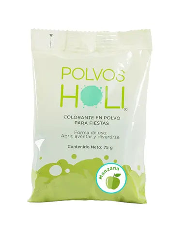 Polvos Holi Frutales Verde - Manzana Bolsa 75gr - Polvos Holi