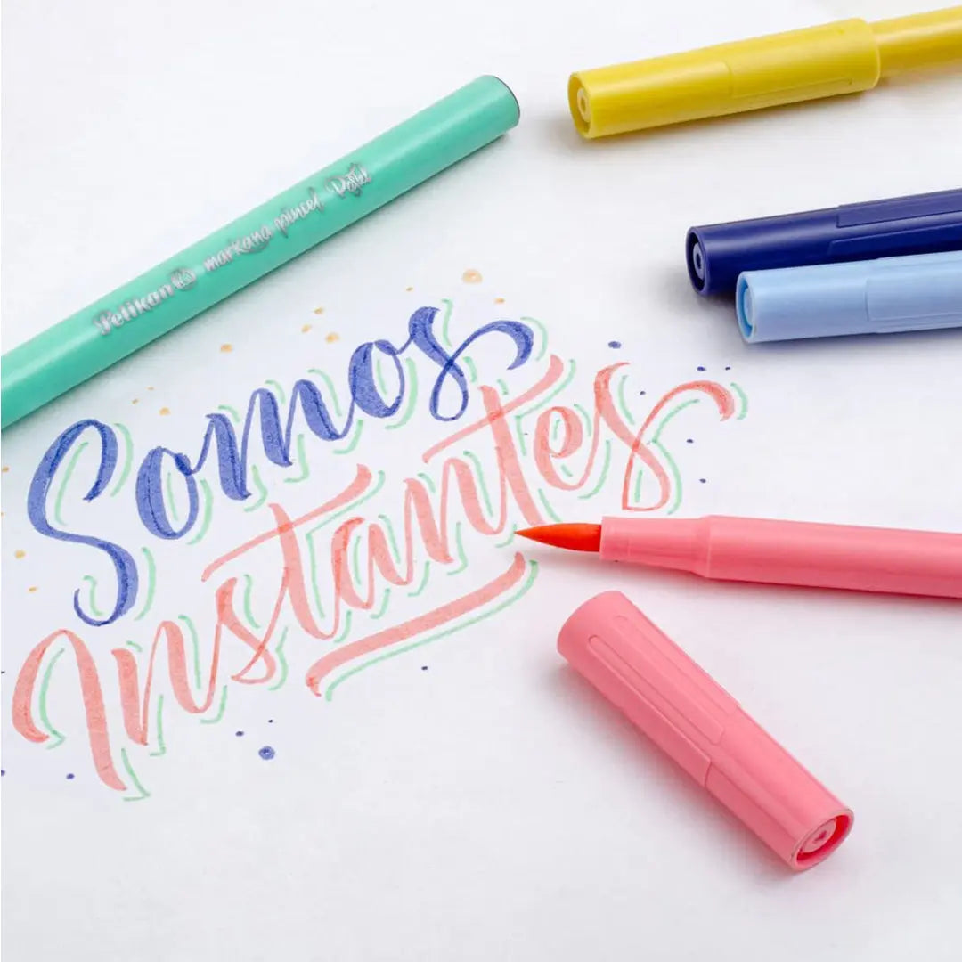 Plumones Pastel Pelikan Markana Pincel con 12 pzas. - Pelikan - vista lateral