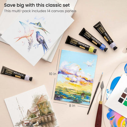 Lienzo Carton Con Tela Canvas Pintura 20.3 x 25.4 Arteza - Pack of 14 - Arteza - empaque