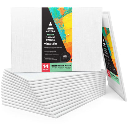 Lienzo Carton Con Tela Canvas Pintura 22.9x30.5 Arteza - Pack de 14 - Coveme - contenido