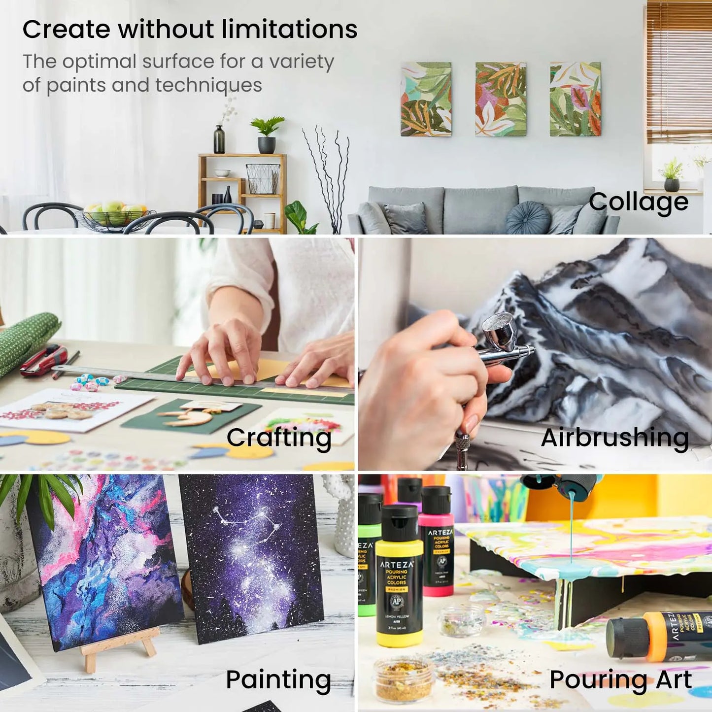 Lienzo Carton Con Tela Canvas Pintura 22.9x30.5 Arteza - Pack de 14 - Coveme - empaque