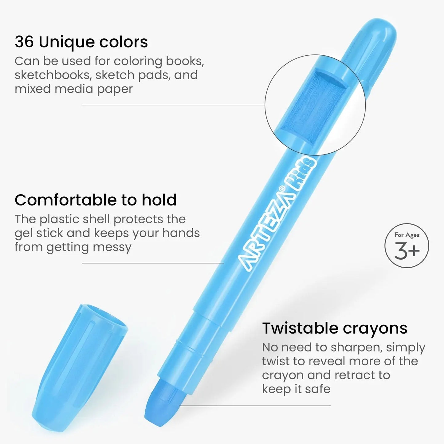 Set 36 Crayones Gel Twistables Niños Dibujo Colores Arteza - Arteza - vista trasera