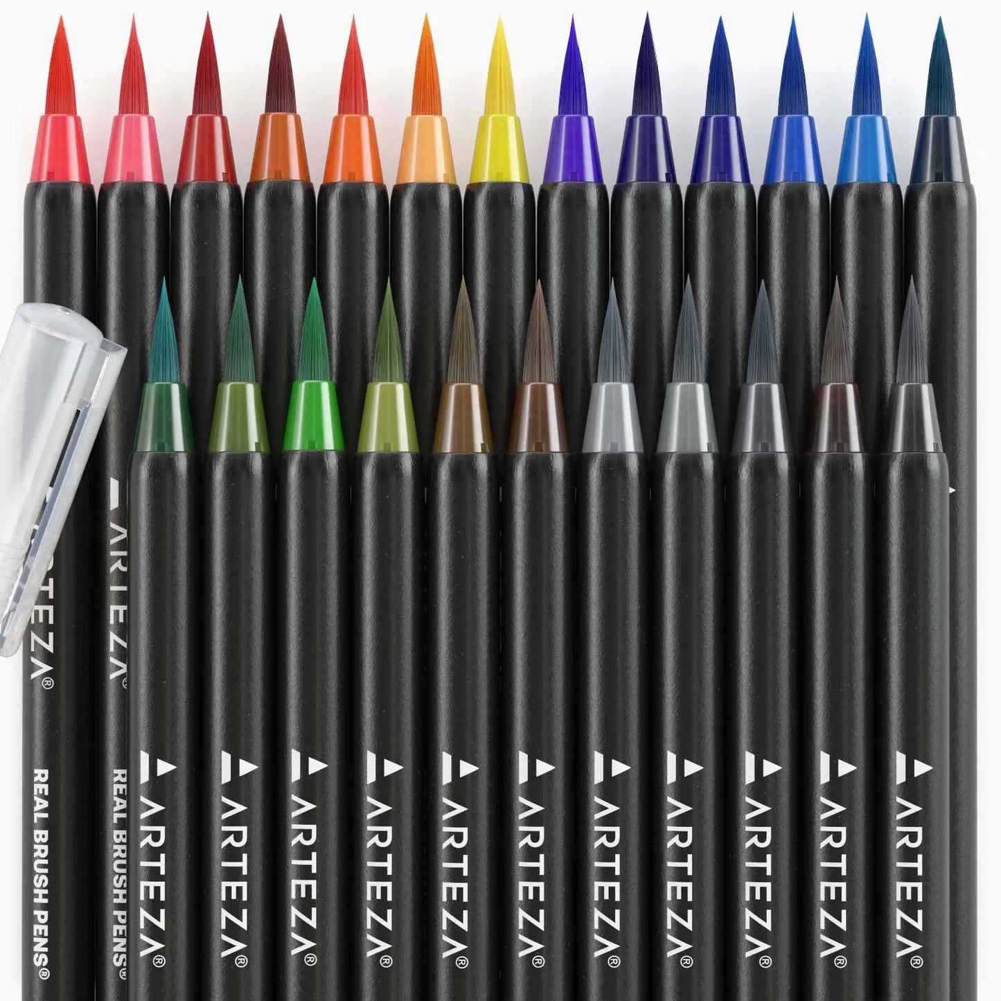 Set 24 Brush Pen Plumón Marcador Punta Pincel Premium Arteza - Coveme - vista lateral