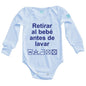 Body Bebe Retirar al Bebe Antes de Lavar Manga Larga / Azul / 24m - PLASH