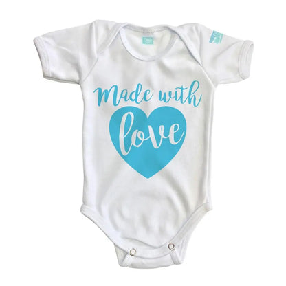 Body Bebé Made With Love Diseño Azul Blanco / Azul Intenso / Corta / 24m - Coveme