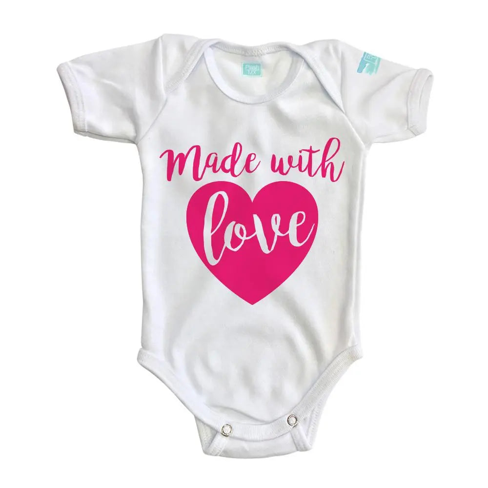 Body Bebé Made With Love Diseño Rosa Blanco / Rosa Intenso / Corta / 24m - Coveme
