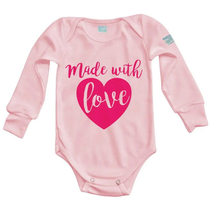 Body Bebé Made With Love Diseño Rosa Rosa / Rosa Intenso / Larga / 24m - Coveme - vista lateral