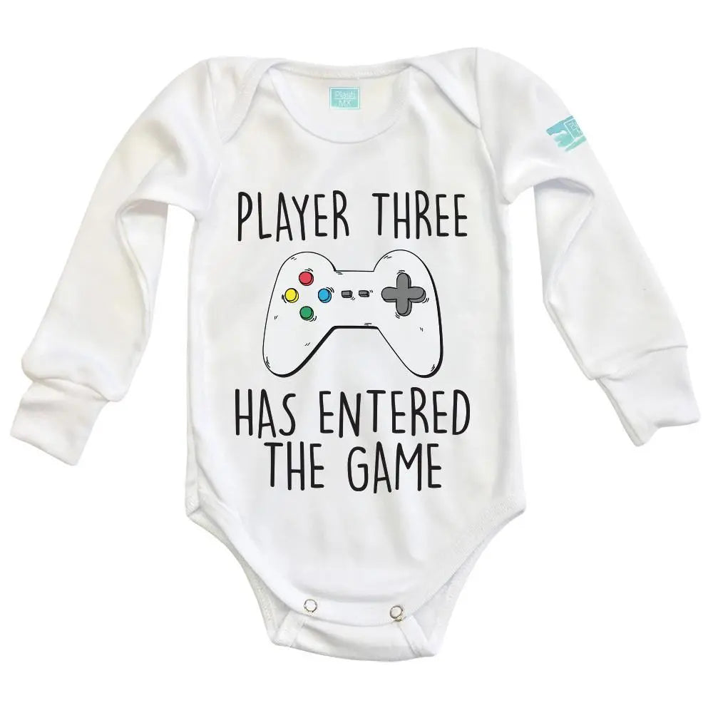 Body Bebe Player 3 Has Entered the Game Manga Larga / Blanco / 24m - PLASH