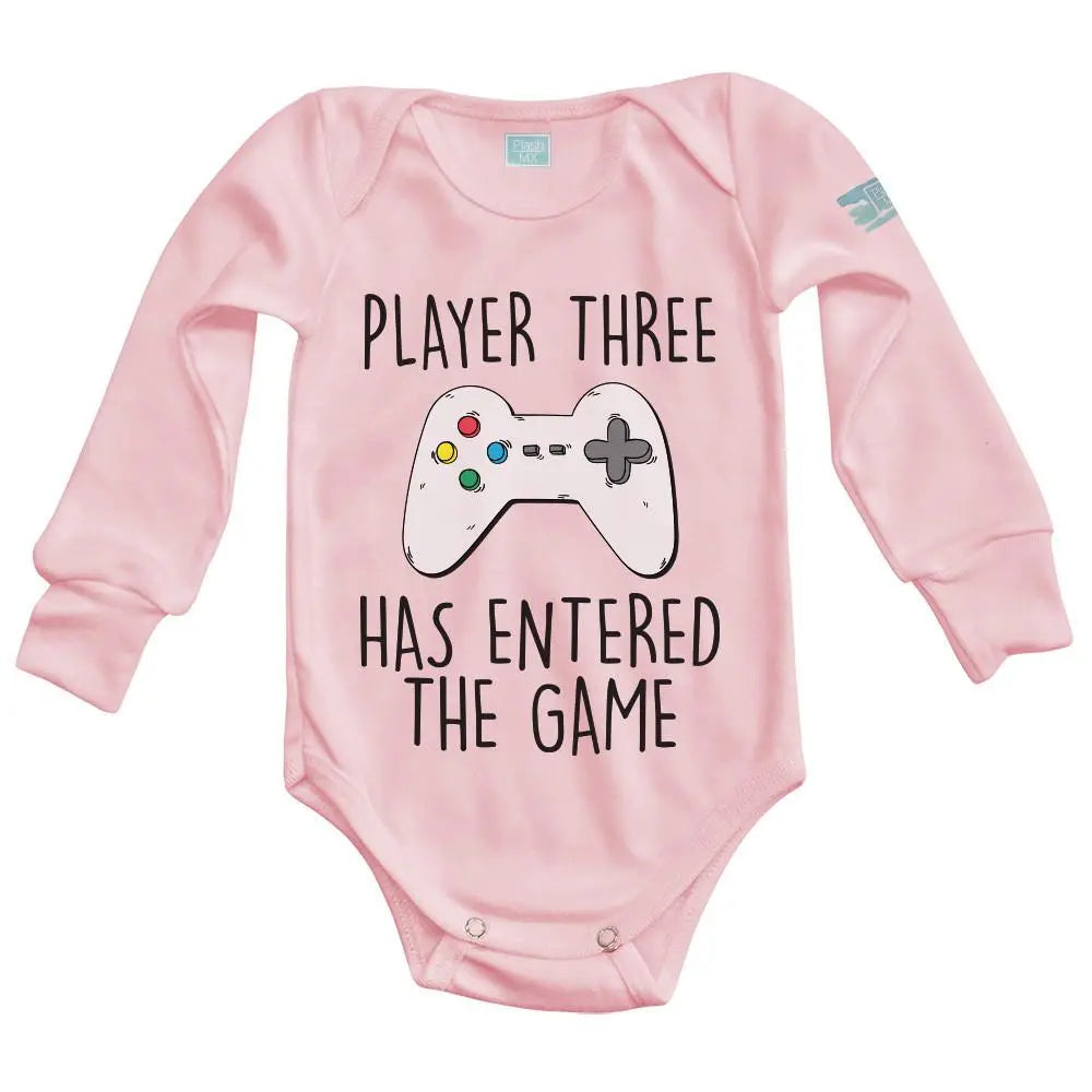 Body Bebe Player 3 Has Entered the Game Manga Larga / Rosa / 24m - PLASH