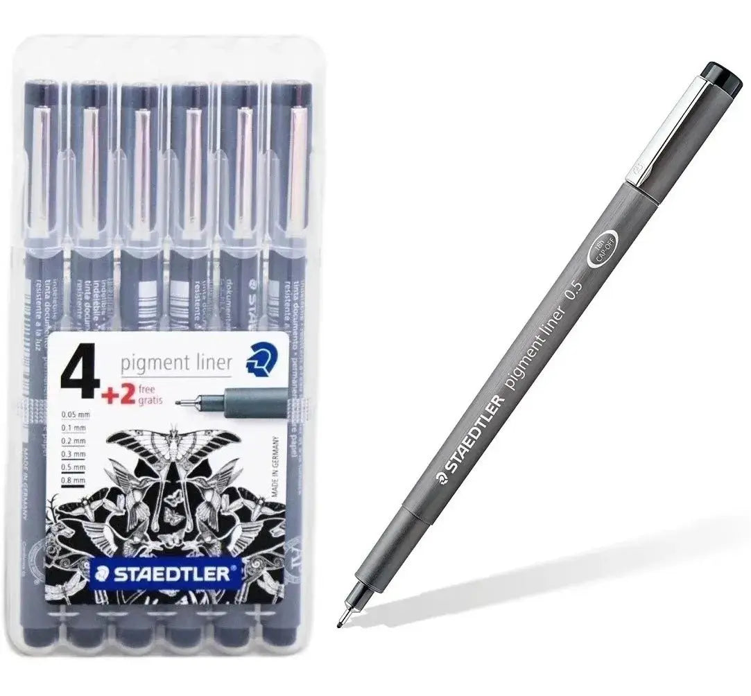 Kit Estilógrafo STAEDTLER Tinta Negra Puntas Diferentes 6 Piezas - Color Make - empaque