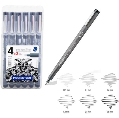 Kit Estilógrafo STAEDTLER Tinta Negra Puntas Diferentes 6 Piezas - Color Make