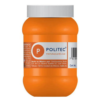 Pintura Acrílica De 500 ml Elegir Color NARANJA CLARO 332 - politec - vista lateral