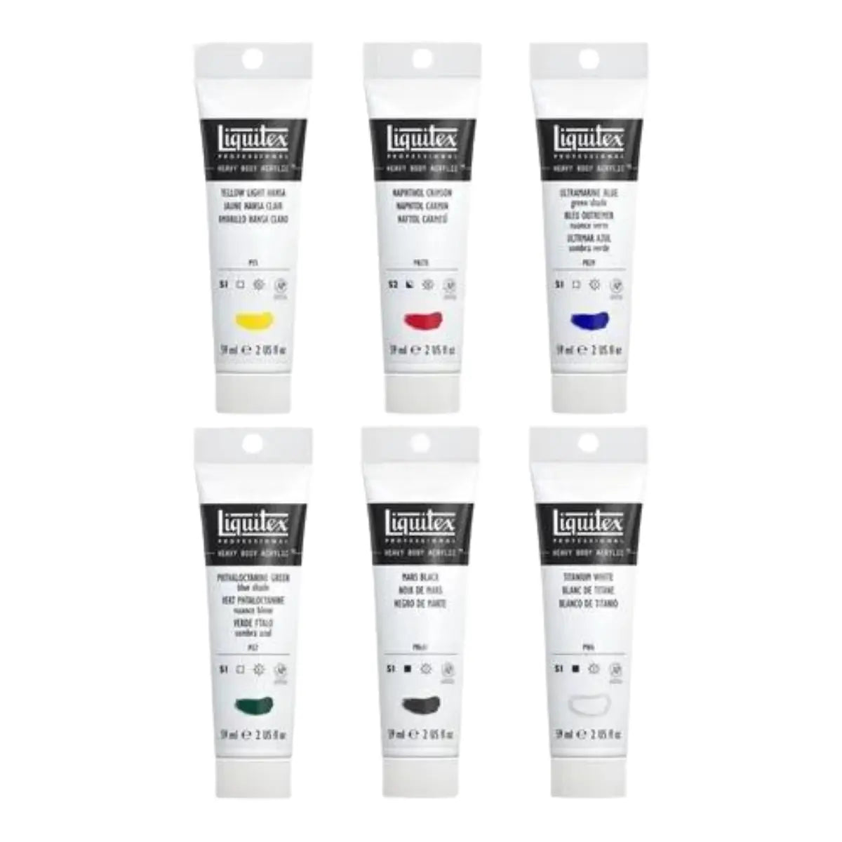 Set Clásico Con 6 Tubos De Pintura Acrílica De 59ml Colores Espesos Liquitex - Liquitex - detalle