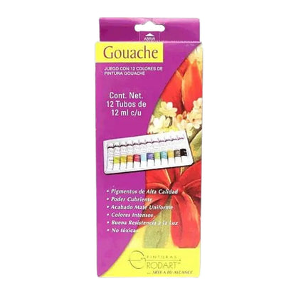 Pintura gouache tbo 12ml est/12 - RODART - empaque
