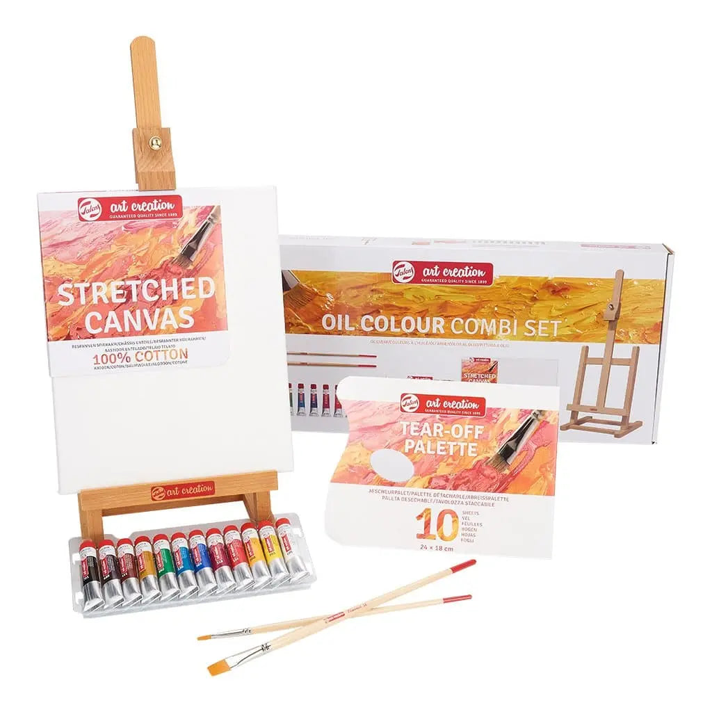 ART CREATIONS  - Set básico c/12 pza de 12 ml de óleo art creation + mini caballete - Art Creations