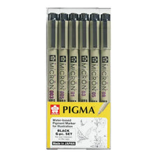 Set con 6 estilógrafos Pigma Micron - SAKURA PIGMA - vista lateral