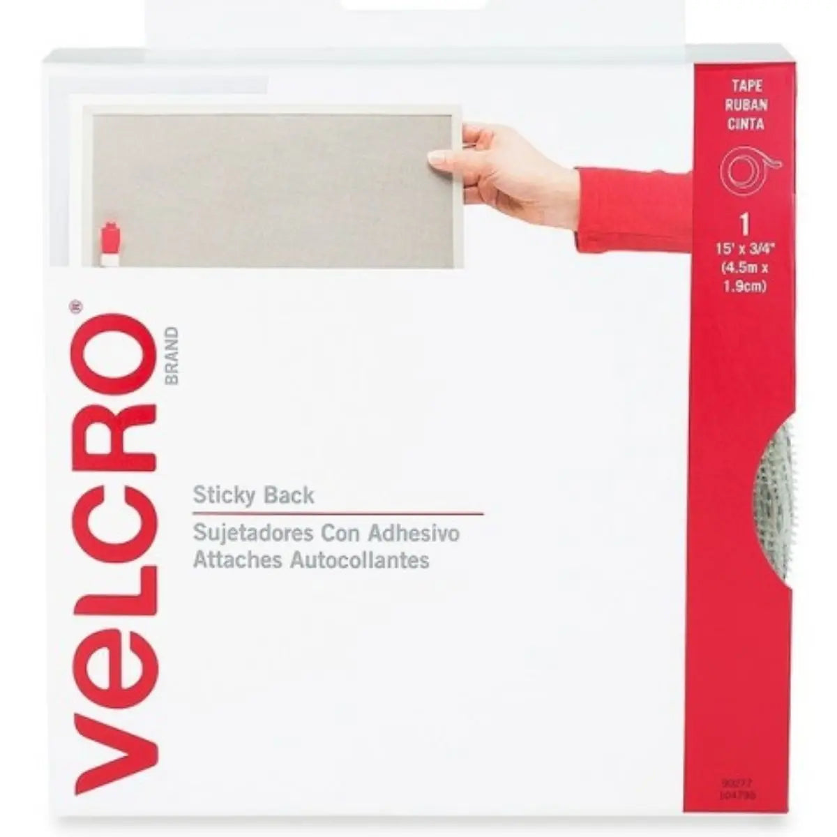 4.5m Cinta Sujetadora Organizador Adherible VELCRO® Tira Alta Sujeción Soporta 5kg - Velcro - empaque