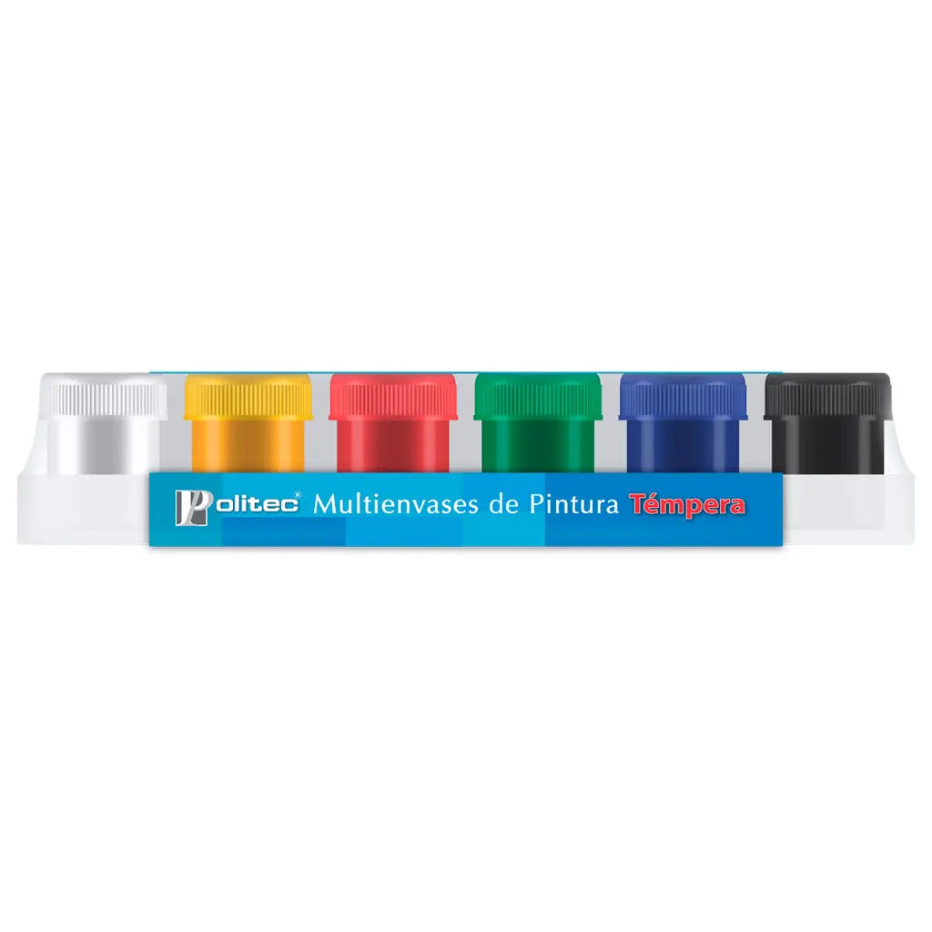 POLITEC - Multienvase tempera surtido con 6 colores - Politec