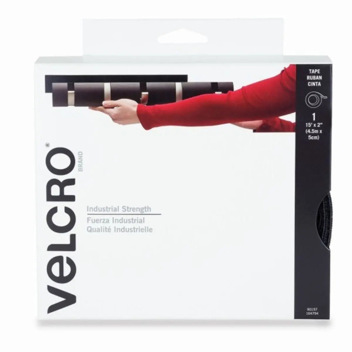 4.5m Cinta Sujetadora Adherible VELCRO® Alta Resistencia Fuerza Industrial Negro - Velcro - vista lateral