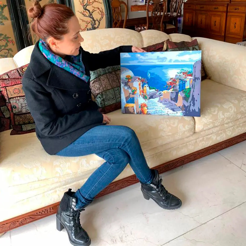 PINTA POR NUMERO 40X50 VACACIONES EN SANTORINI - Diako - empaque