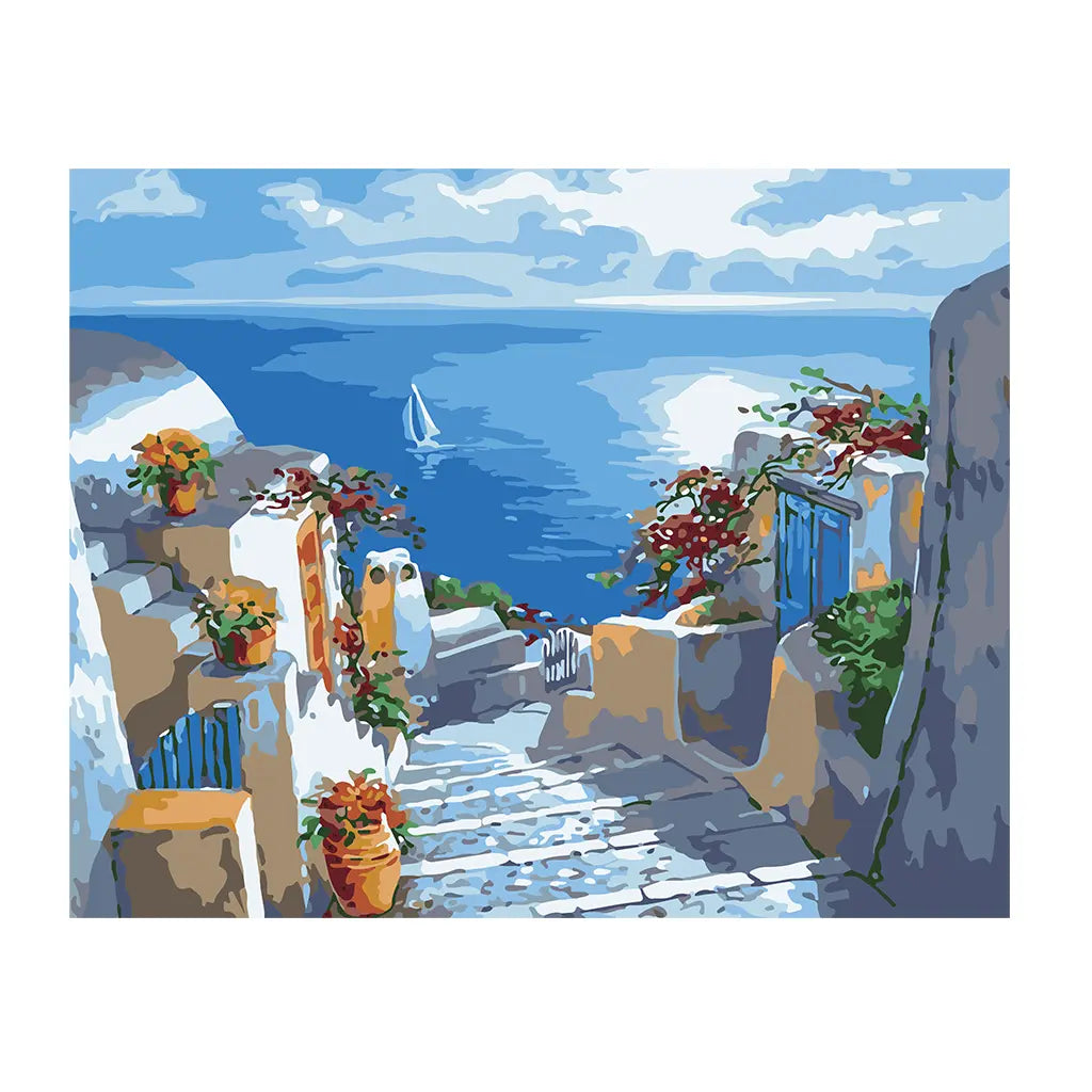PINTA POR NUMERO 40X50 VACACIONES EN SANTORINI - Diako - vista lateral