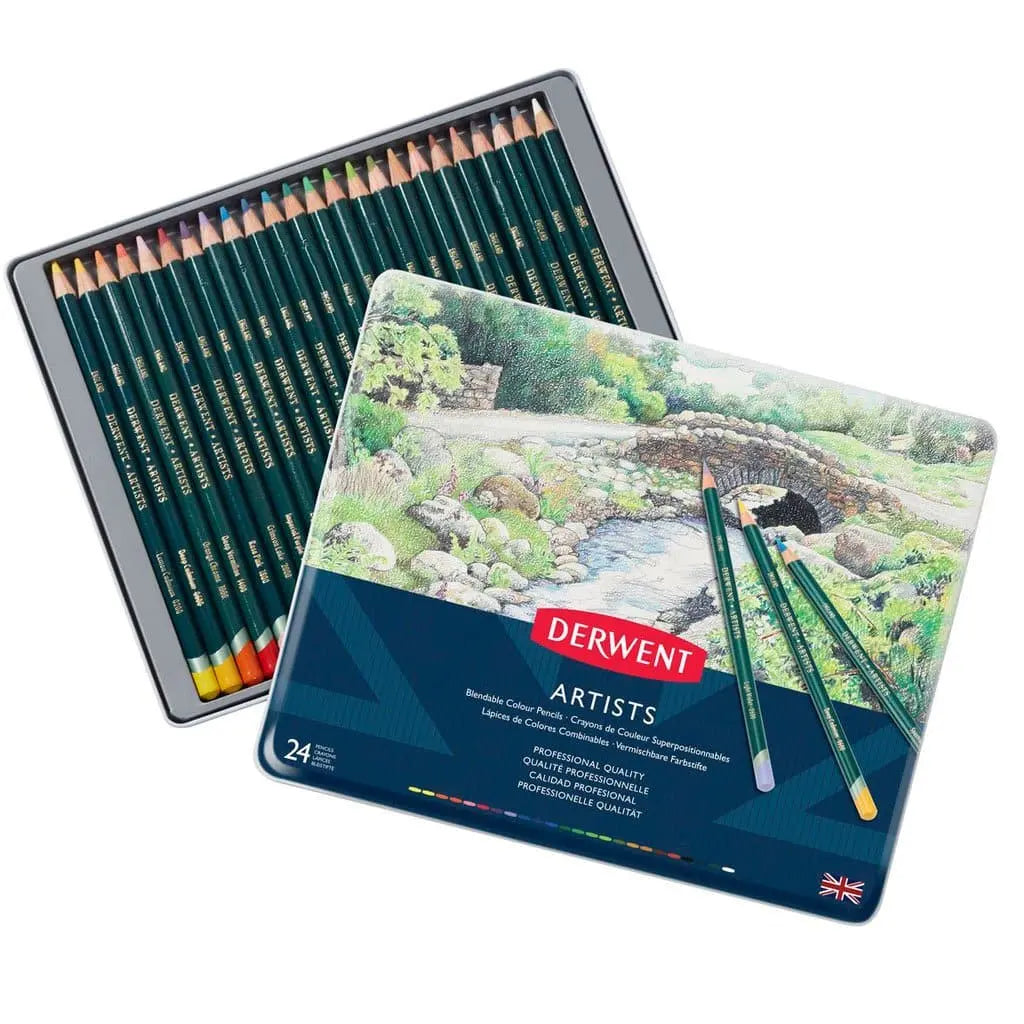 Derwent - Estuche metálico con 24 lápices de color artists no. 32093 - Derwent