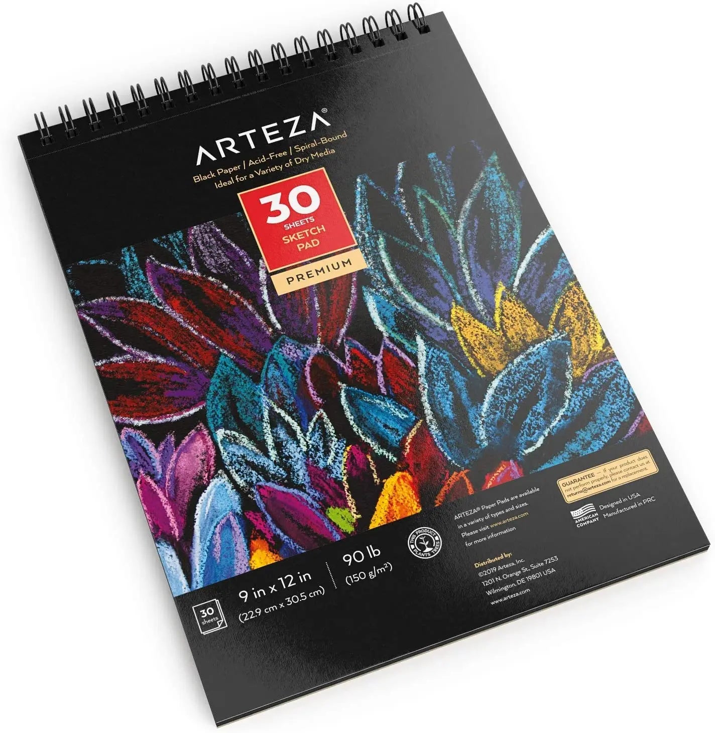 Set de 2 Block Papel Negro Bocetos Dibujo 23x30 30h Arteza - Coveme - empaque