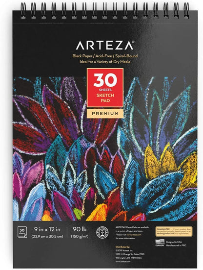 Block Papel Negro Bocetos Dibujo 23x30 30h Arteza - Coveme - empaque