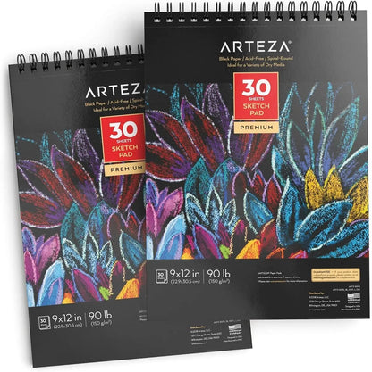 Block Papel Negro Bocetos Dibujo 23x30 30h Arteza - Coveme - vista lateral