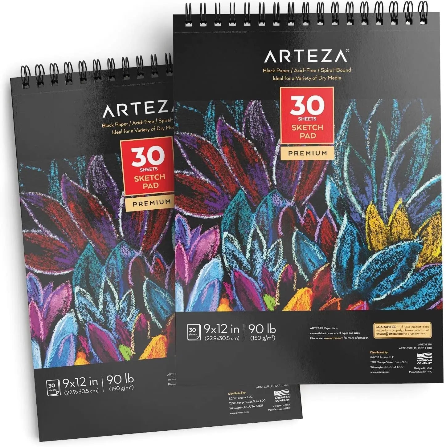Set de 2 Block Papel Negro Bocetos Dibujo 23x30 30h Arteza - Coveme