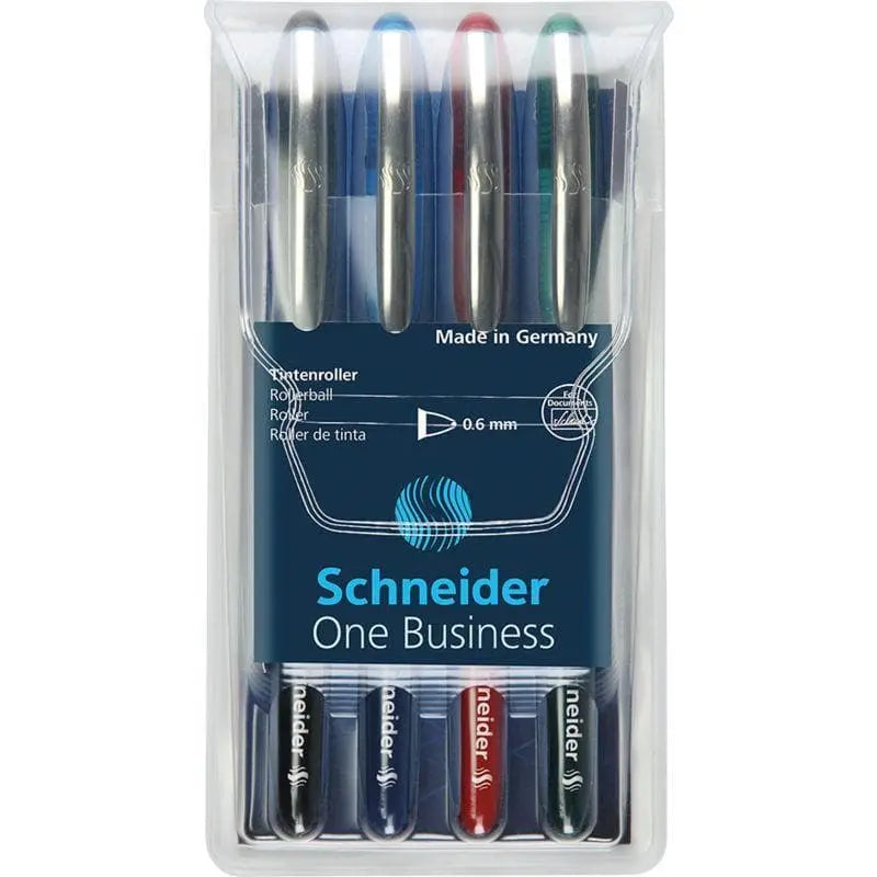 SCHNEIDER - ESTUCHE CON 4 BOLÍGRAFOS ROLLER ONE BUSINESS #06 - Schneider