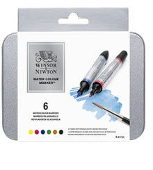 W&N - Estuche metálico con 6 marcadores acuarelables - winsor & newton