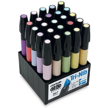 Chartpak - Rotuladores The Original AD, de tres puntas, 25 colores pastel surtidos en cubos de mesa, 1 cada uno (F) - chartpak