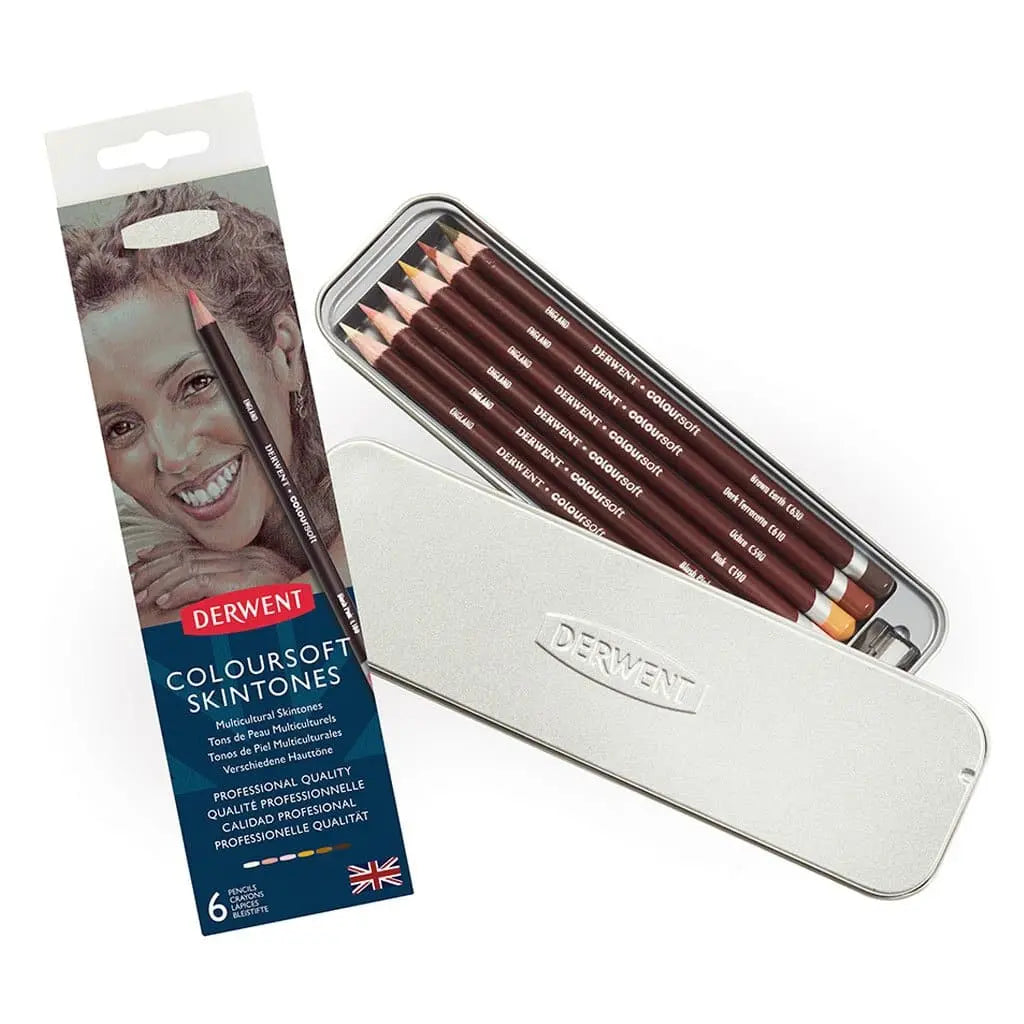 DERWENT - Caja metálica con 6 lápices coloursoft skintones no. 2300217 - Derwent