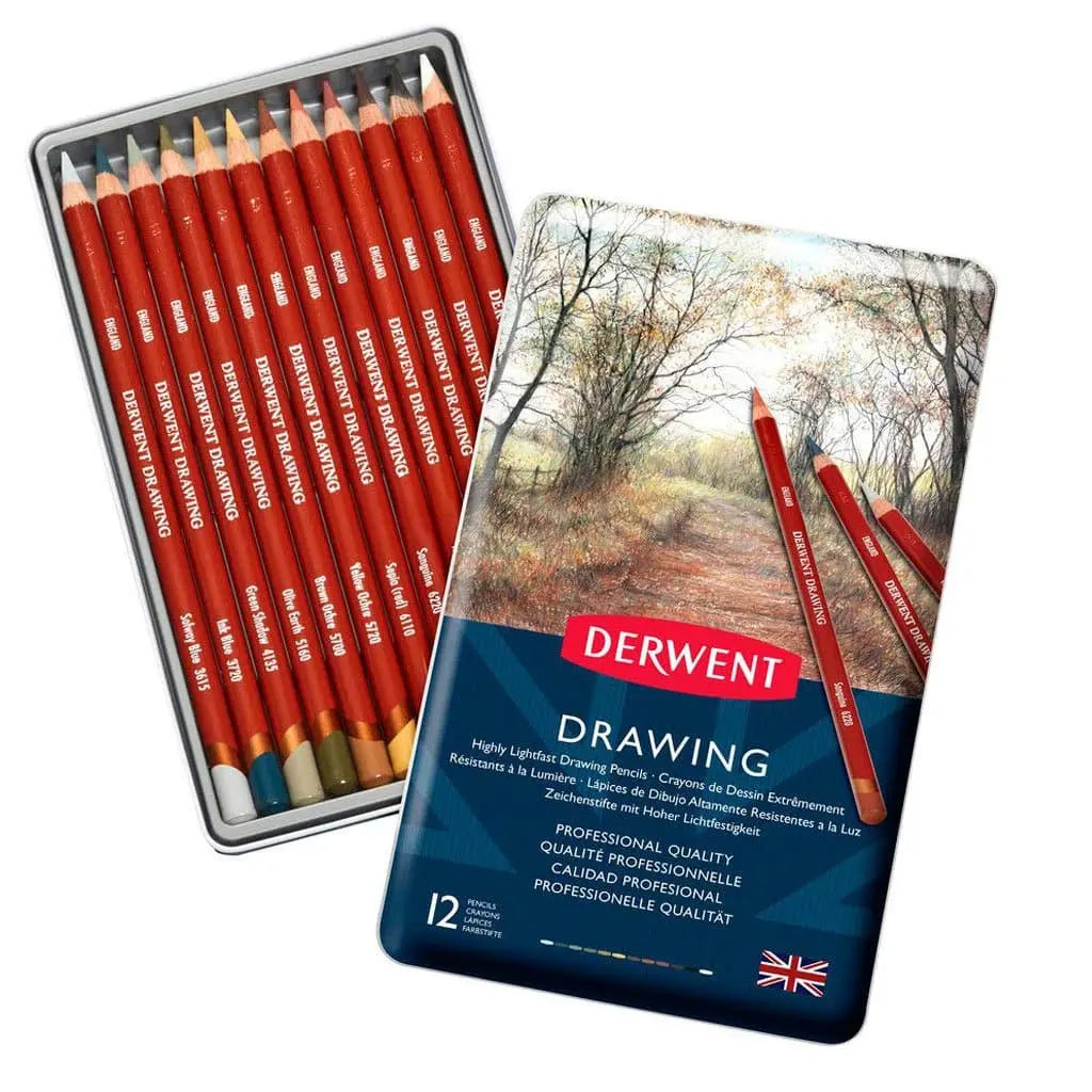 Derwent - Caja metálica lápices drawing 12 colores Derwent - Caja metálica lápices drawing 12 colores - Derwent
