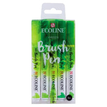 ECOLINE -Estuche con 5 marcadores brush pen  color verde con diferentes tonalidades Ecoline