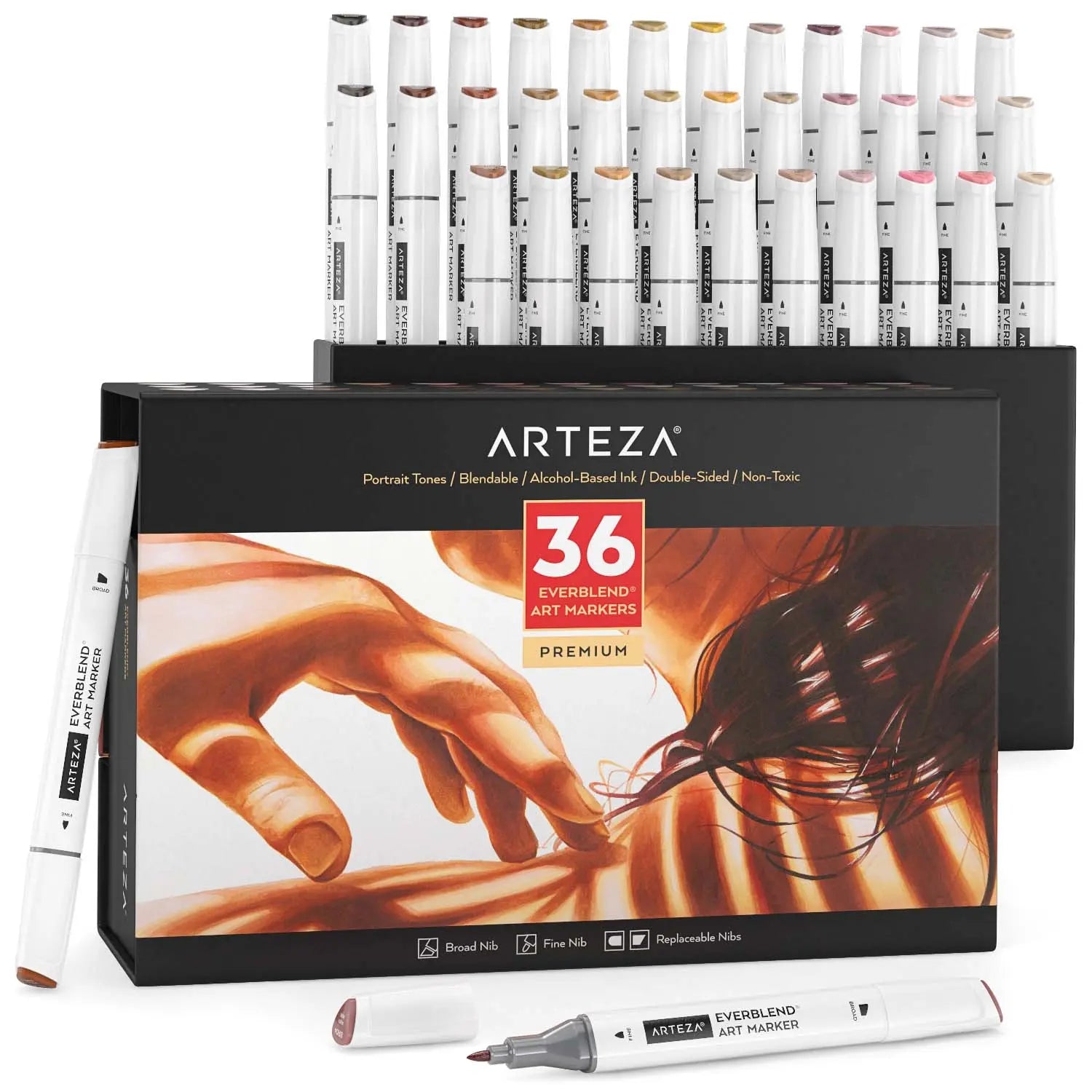 36 Rotulador Marcador Doble Punta Tono Piel Everblend Arteza - Coveme