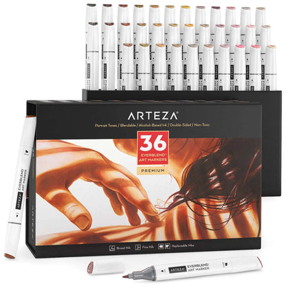 36 Rotulador Marcador Doble Punta Tono Piel Everblend Arteza - Coveme