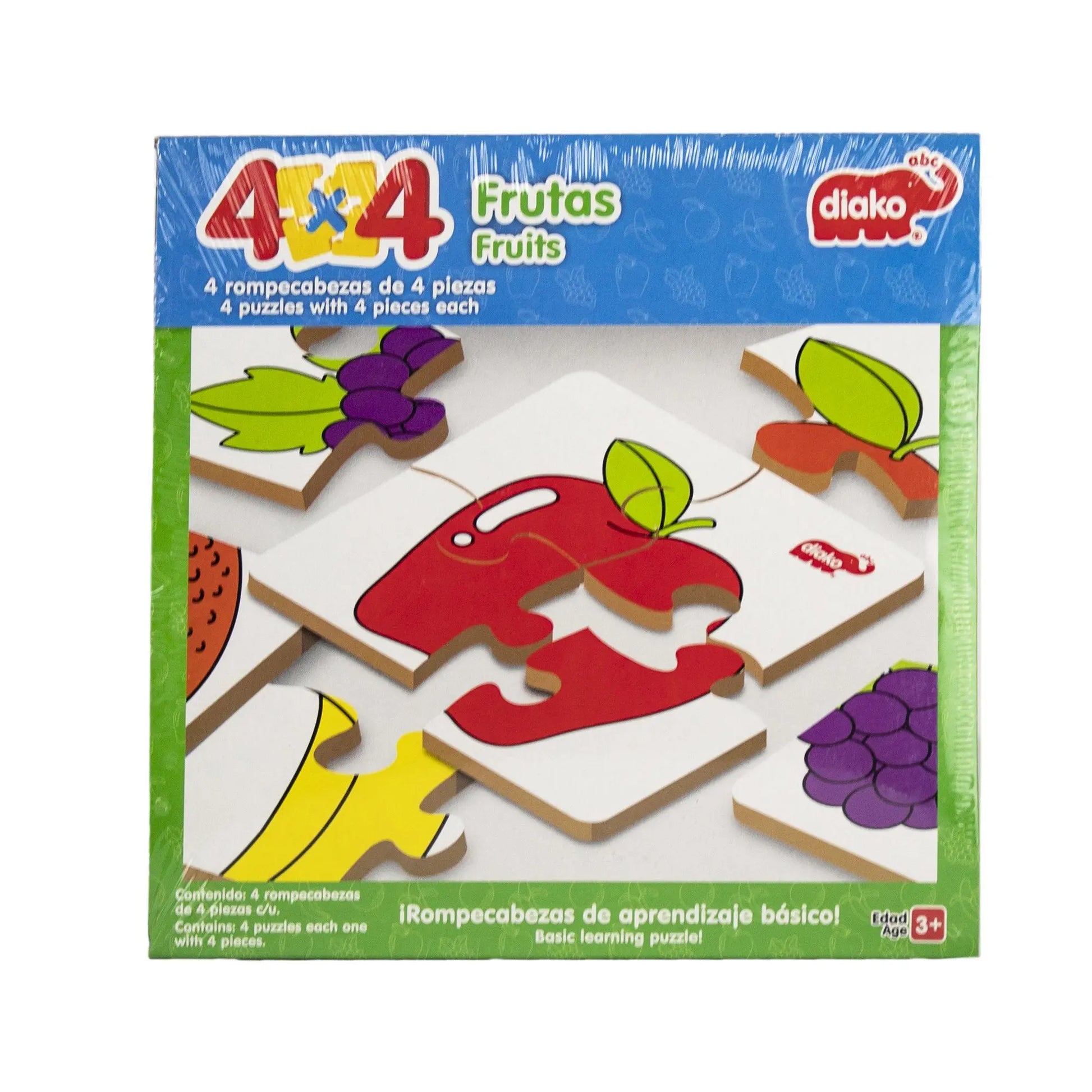 DIAKO 4 x 4 Frutas Rompecabezas 4 Piezas - Diako - vista trasera