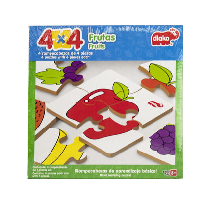 DIAKO 4 x 4 Frutas Rompecabezas 4 Piezas - Diako - vista trasera