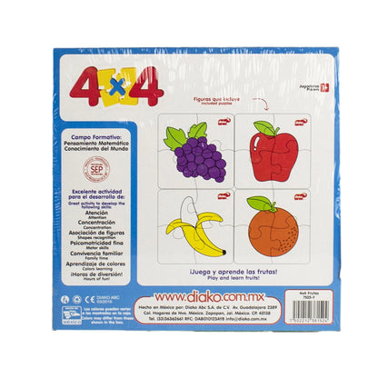 DIAKO 4 x 4 Frutas Rompecabezas 4 Piezas - Diako