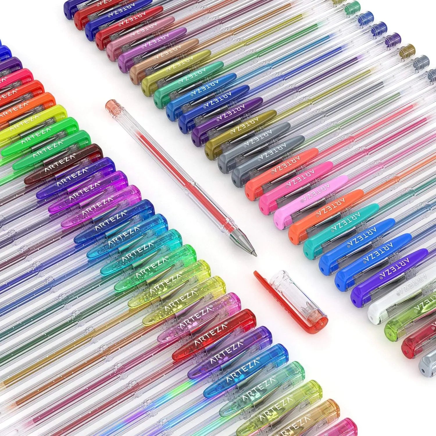 Set 60 Plumas Gel Metalicos Glitter Neon Pastel Arteza - Arteza - contenido