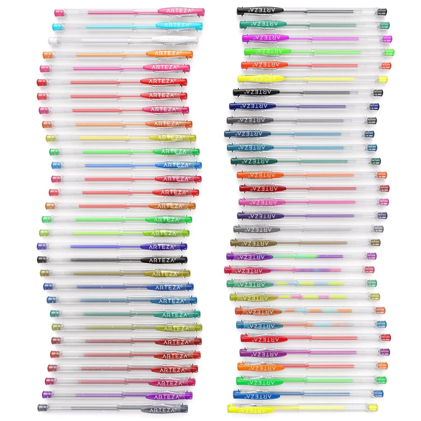 Set 60 Plumas Gel Metalicos Glitter Neon Pastel Arteza - Arteza - empaque