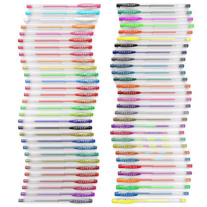 Set 60 Plumas Gel Metalicos Glitter Neon Pastel Arteza - Arteza - empaque